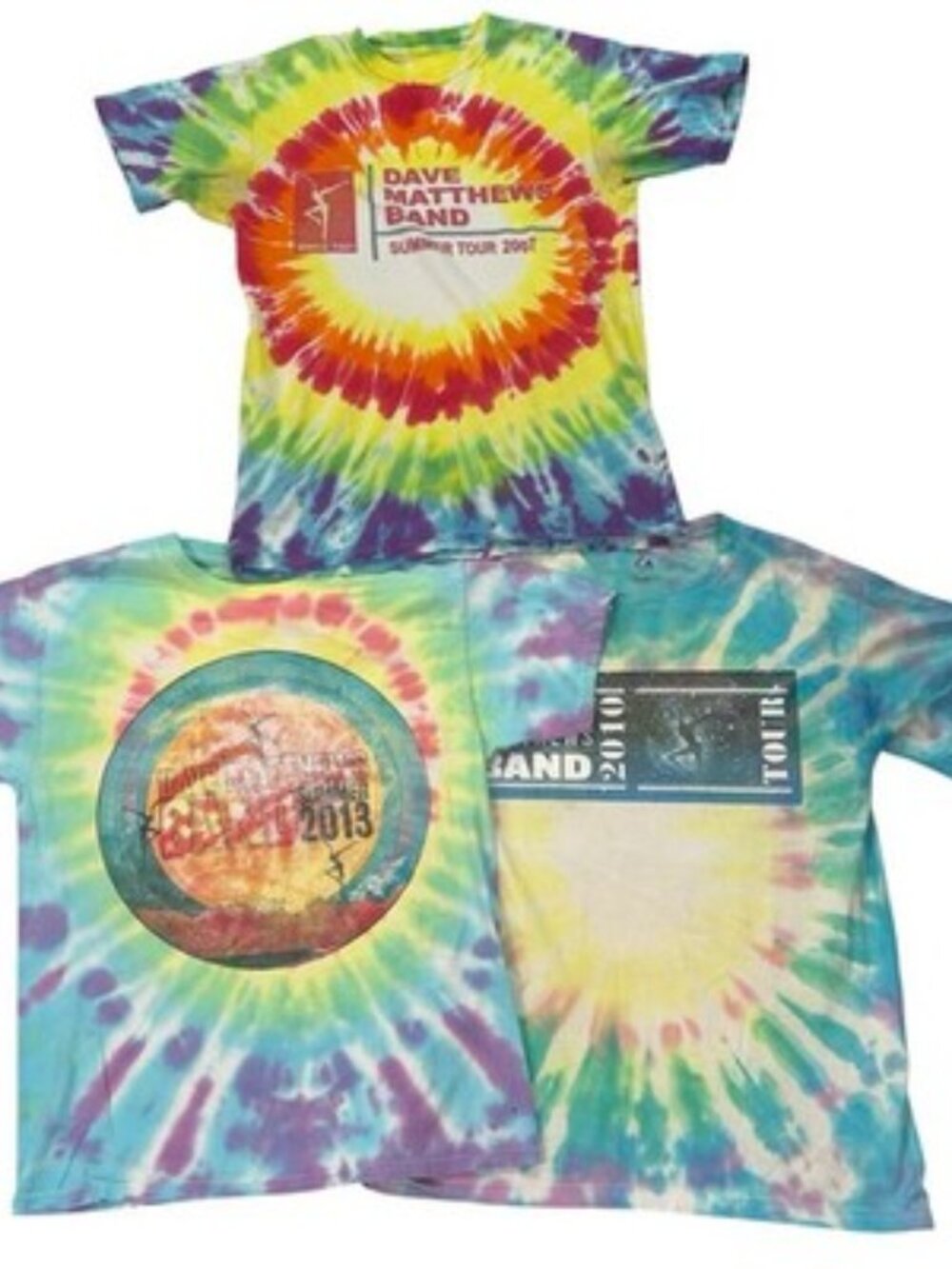 Dave Matthews Band Medium Tie Dye T Shirt Lot Of 3 2007/ 2010/ 2013 DISTRESSED